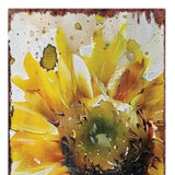 36" Brown Green And Yellow Solid Wood Sunflowers Porch Sign