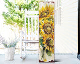 36" Brown Green And Yellow Solid Wood Sunflowers Porch Sign