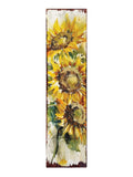 36" Brown Green And Yellow Solid Wood Sunflowers Porch Sign