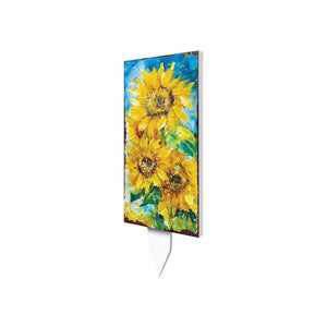 30" Yellow Brown And Green Solid Wood Sunflowers Garden Stake