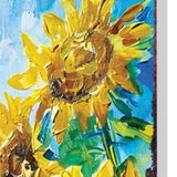 30" Yellow Brown And Green Solid Wood Sunflowers Garden Stake