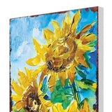 30" Yellow Brown And Green Solid Wood Sunflowers Garden Stake