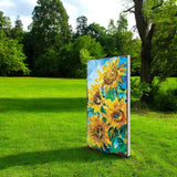 30" Yellow Brown And Green Solid Wood Sunflowers Garden Stake