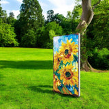 30" Yellow Brown And Green Solid Wood Sunflowers Garden Stake