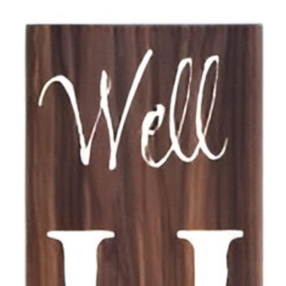 72" Brown And White Solid Wood Well Howdy Porch Sign