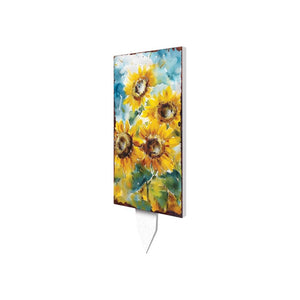 30" Yellow Brown And Blue Solid Wood Sunflowers Garden Stake