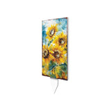30" Yellow Brown And Blue Solid Wood Sunflowers Garden Stake