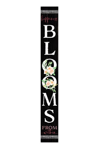 72" Black And White Solid Wood Blooms Welcome Porch Sign