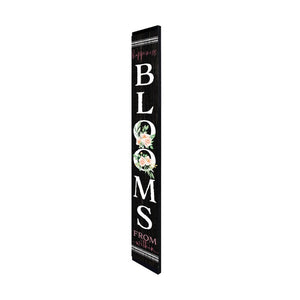 72" Black And White Solid Wood Blooms Welcome Porch Sign