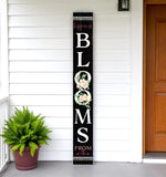 72" Black And White Solid Wood Blooms Welcome Porch Sign