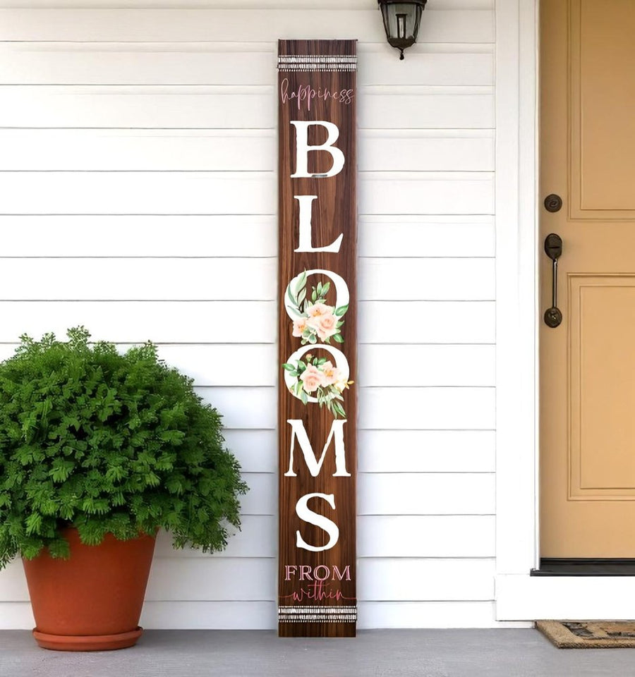 72" Brown Solid Wood Blooms Porch Sign