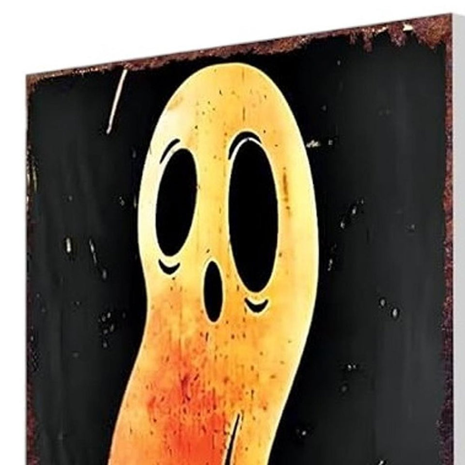 10" Black And Orange Halloween Pumpkin Solid Wood Garden Stake