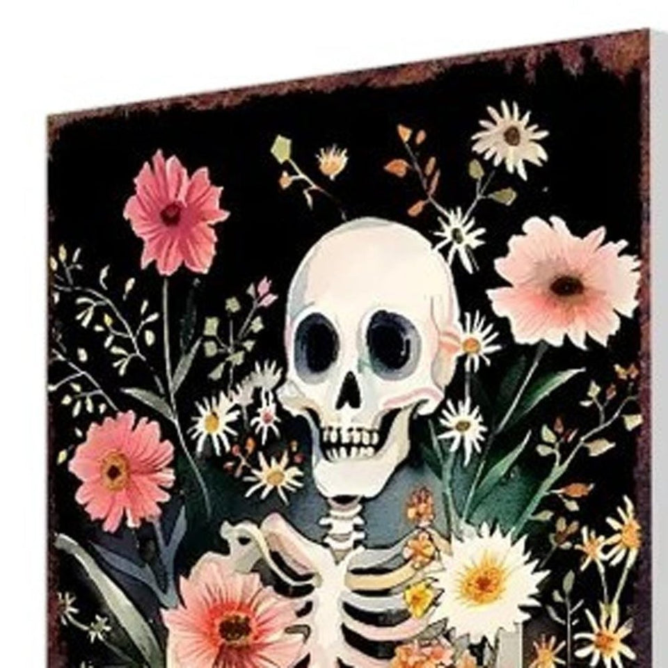 10" Black And Orange Halloween Pumpkin Solid Wood Garden Stake