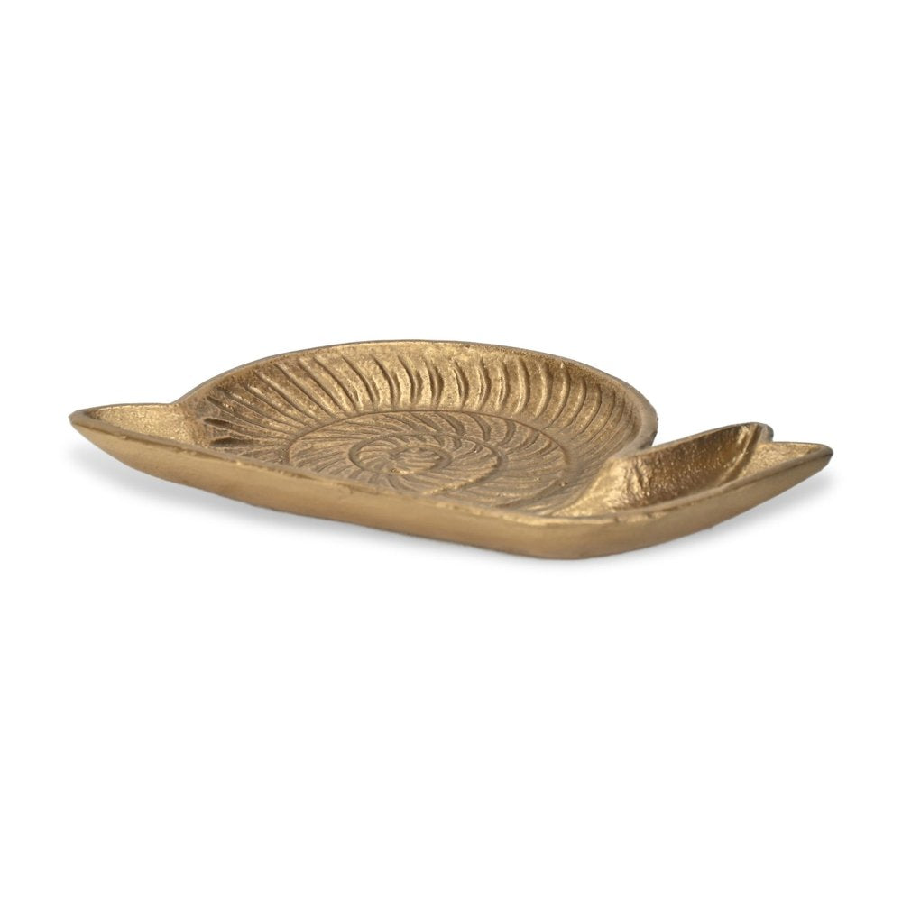 7" Antiqued Gold Cast Iron Snail Trinket Tray
