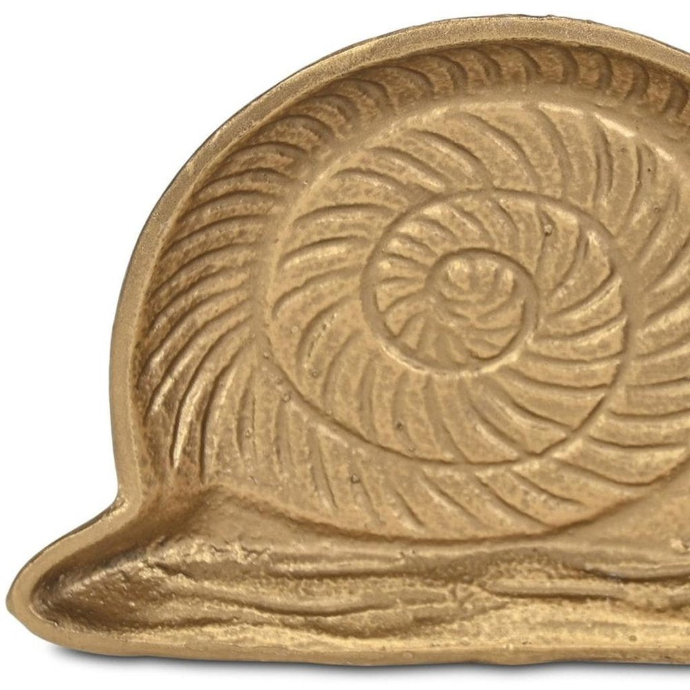 7" Antiqued Gold Cast Iron Snail Trinket Tray