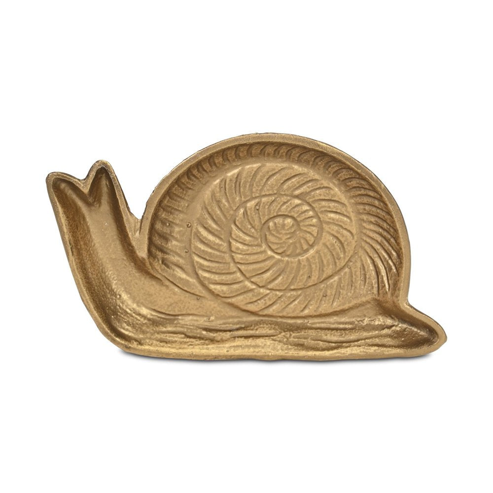 7" Antiqued Gold Cast Iron Snail Trinket Tray