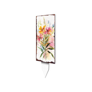10" White Pink And Green Wood Wildflowers Garden Stake