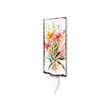 10" White Pink And Green Wood Wildflowers Garden Stake