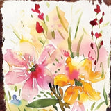 10" Pink Purple White And Yellow Solid Wood Wildflowers Garden Stake