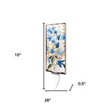 10" Blue And White Solid Wood Wildflowers Garden Stake