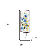 10" Blue White And Yellow Solid Wood Wildflowers Garden Stake