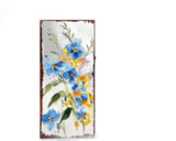 10" Blue White And Yellow Solid Wood Wildflowers Garden Stake