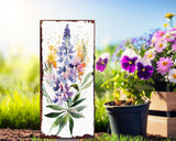 10" Blue Green And White Solid Wood Floral Bouquet Garden Stake