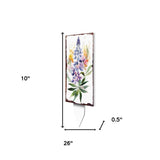10" Blue Green And White Solid Wood Floral Bouquet Garden Stake