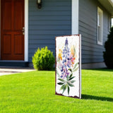 10" Blue Green And White Solid Wood Floral Bouquet Garden Stake