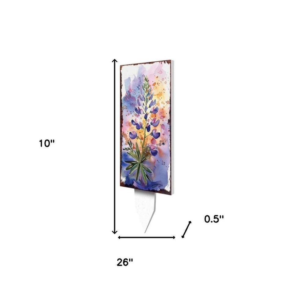 10" Pink Purple White And Yellow Solid Wood Floral Bouquet Garden Stake