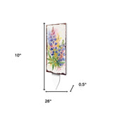 10" Blue Green Pink And White Solid Wood Floral Bouquet Garden Stake