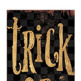 36" Black And Gold Solid Wood Trick or Treat Halloween Skeleton Porch Sign