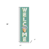 36" Green Solid Wood Floral Bouquet Welcome Porch Sign