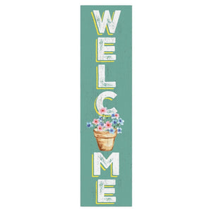 36" Green Solid Wood Floral Bouquet Welcome Porch Sign