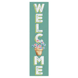 36" Green Solid Wood Floral Bouquet Welcome Porch Sign