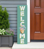 36" Green Solid Wood Floral Bouquet Welcome Porch Sign