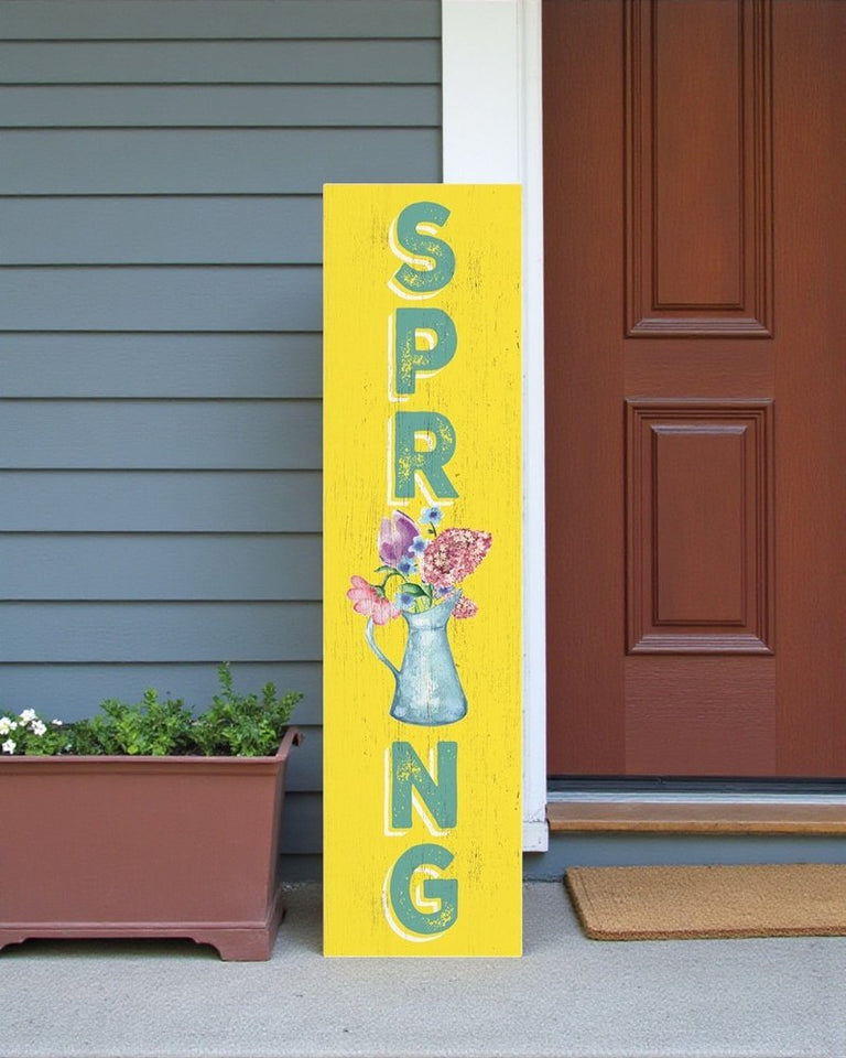 36" Yellow Solid Wood Spring Porch Sign