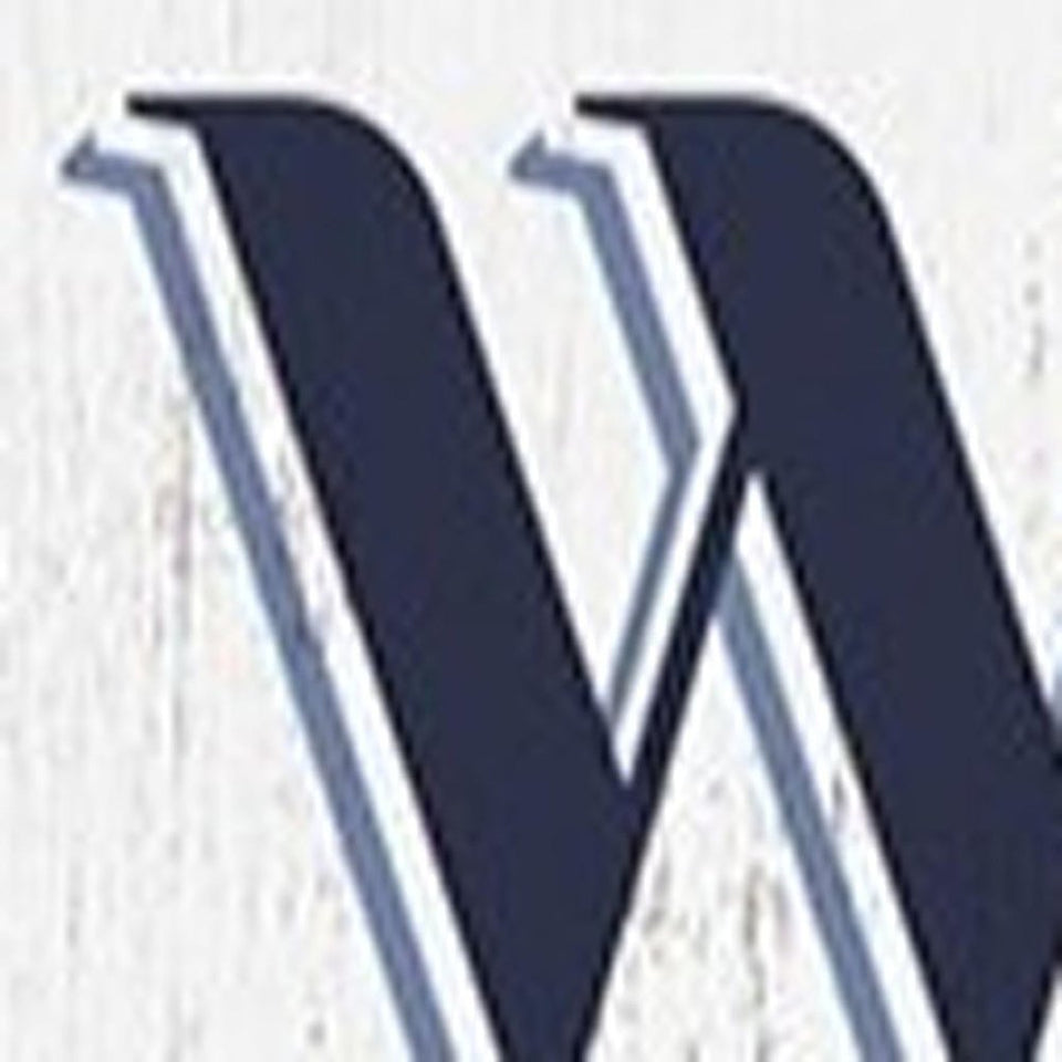 36" White And Blue Solid Wood Welcome Anchor Porch Sign