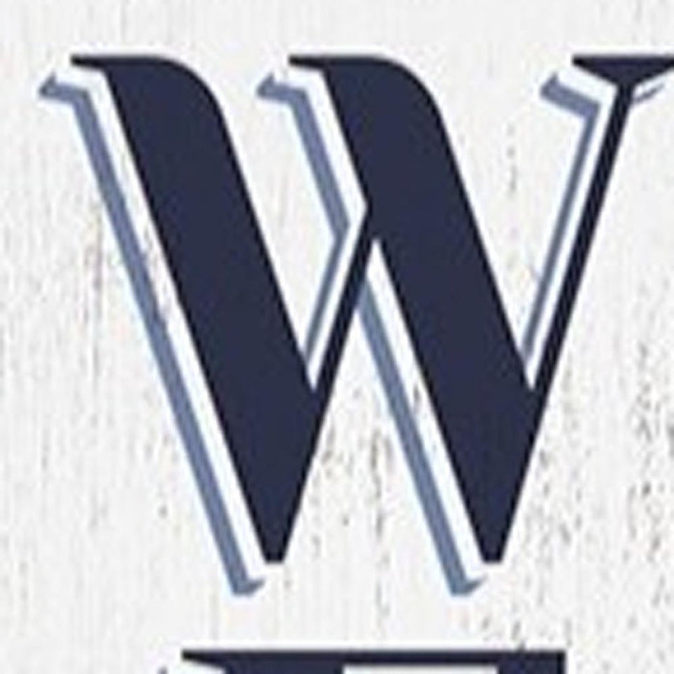 36" White And Blue Solid Wood Welcome Anchor Porch Sign