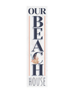 36" White And Blue Solid Wood Our Beach House Porch Sign