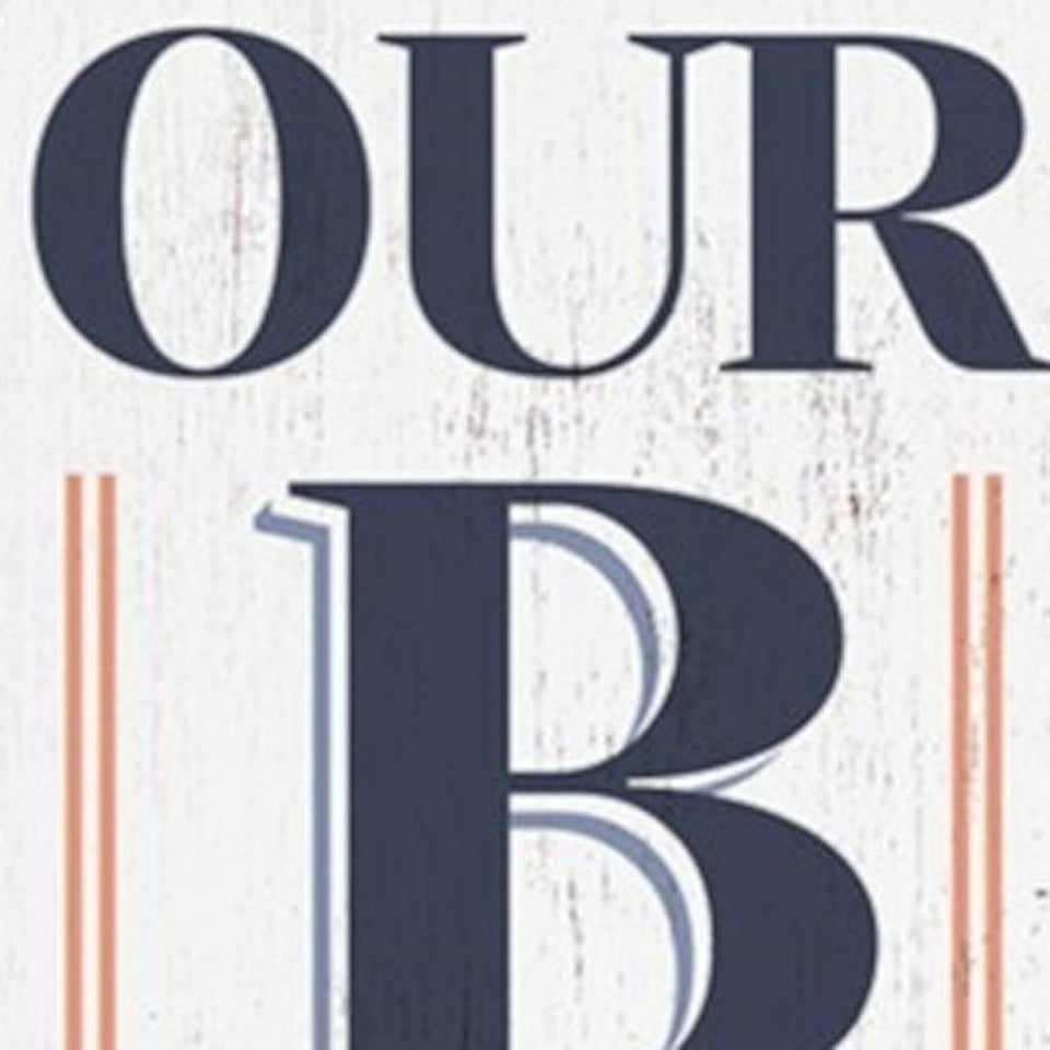 36" White And Blue Solid Wood Our Beach House Porch Sign