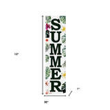 36" Green Pink And White Solid Wood Tropical Floral Summer Porch Sign