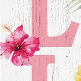 36" Pink And White Solid Wood Tropical Floral Hello Porch Sign