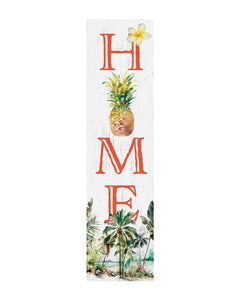 36" White Orange And Green Pineapple Home Solid Wood Porch Sign
