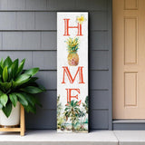 36" White Orange And Green Pineapple Home Solid Wood Porch Sign