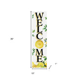 36" White Yellow And Green Solid Wood Welcome Lemon Porch Sign