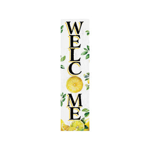 36" White Yellow And Green Solid Wood Welcome Lemon Porch Sign