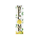36" White Yellow And Green Solid Wood Welcome Lemon Porch Sign