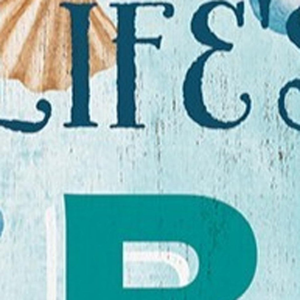 36" Aqua Solid Wood Life's a Beach Porch Sign