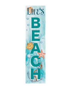 36" Aqua Solid Wood Life's a Beach Porch Sign